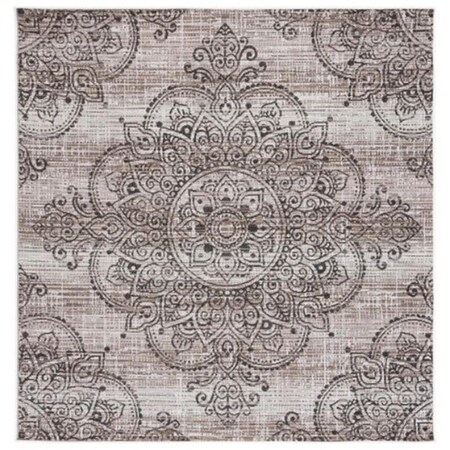 Safavieh 7 x 7 ft. Havana Outdoor Square Power Loomed Rug Light Brown & Black HAV319E-7SQ